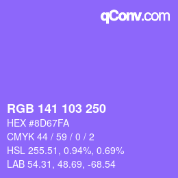 Color code: RGB 141 103 250 | qconv.com