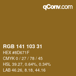 Color code: RGB 141 103 31 | qconv.com
