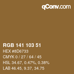 Color code: RGB 141 103 51 | qconv.com