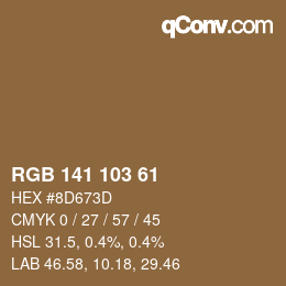 Color code: RGB 141 103 61 | qconv.com