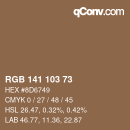 Color code: RGB 141 103 73 | qconv.com