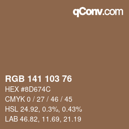 Color code: RGB 141 103 76 | qconv.com