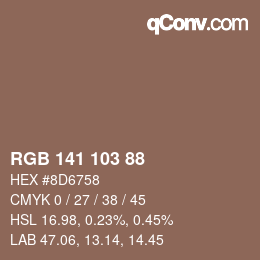 Color code: RGB 141 103 88 | qconv.com