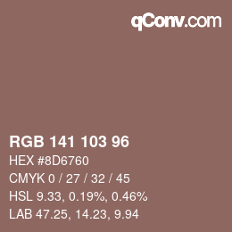 Color code: RGB 141 103 96 | qconv.com