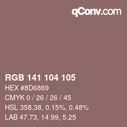 颜色代码: RGB 141 104 105 | qconv.com