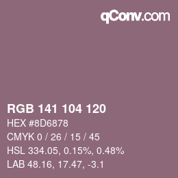颜色代码: RGB 141 104 120 | qconv.com