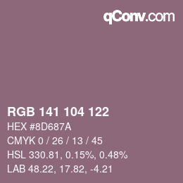 颜色代码: RGB 141 104 122 | qconv.com