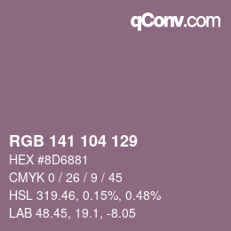 Color code: RGB 141 104 129 | qconv.com