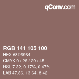 Color code: RGB 141 105 100 | qconv.com