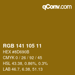 カラーコード: RGB 141 105 11 | qconv.com