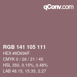 Código de color: RGB 141 105 111 | qconv.com