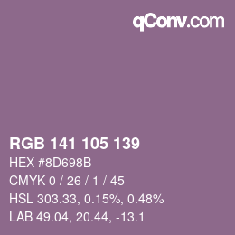 Color code: RGB 141 105 139 | qconv.com