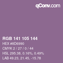 カラーコード: RGB 141 105 144 | qconv.com