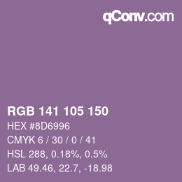 颜色代码: RGB 141 105 150 | qconv.com