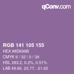 Color code: RGB 141 105 155 | qconv.com