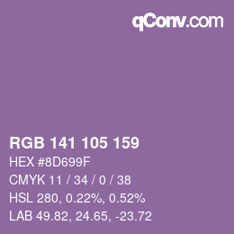 Color code: RGB 141 105 159 | qconv.com