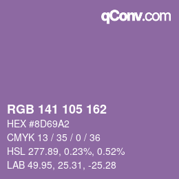 Color code: RGB 141 105 162 | qconv.com