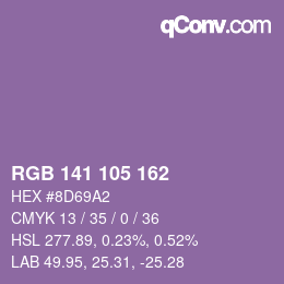 颜色代码: RGB 141 105 162 | qconv.com