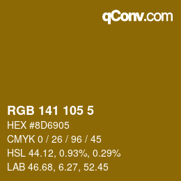 Color code: RGB 141 105 5 | qconv.com