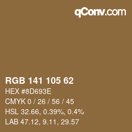 Color code: RGB 141 105 62 | qconv.com