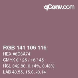 颜色代码: RGB 141 106 116 | qconv.com