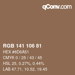 Color code: RGB 141 106 81 | qconv.com