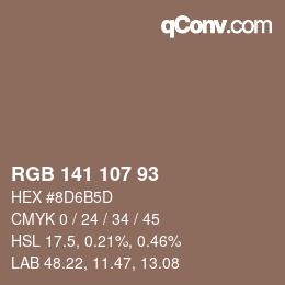 カラーコード: RGB 141 107 93 | qconv.com