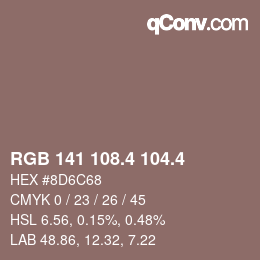 カラーコード: RGB 141 108.4 104.4 | qconv.com