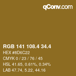 カラーコード: RGB 141 108.4 34.4 | qconv.com