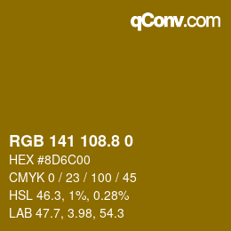 Color code: RGB 141 108.8 0 | qconv.com