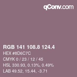 カラーコード: RGB 141 108.8 124.4 | qconv.com