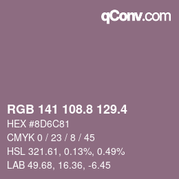 カラーコード: RGB 141 108.8 129.4 | qconv.com