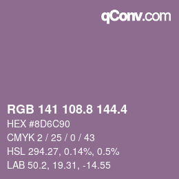 カラーコード: RGB 141 108.8 144.4 | qconv.com