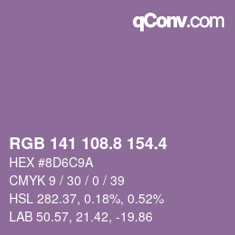カラーコード: RGB 141 108.8 154.4 | qconv.com