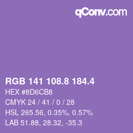 カラーコード: RGB 141 108.8 184.4 | qconv.com