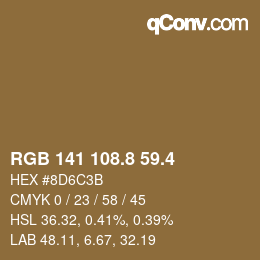 カラーコード: RGB 141 108.8 59.4 | qconv.com