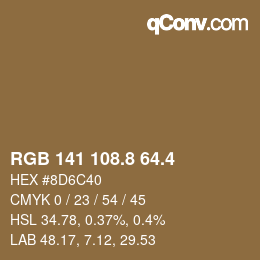 カラーコード: RGB 141 108.8 64.4 | qconv.com