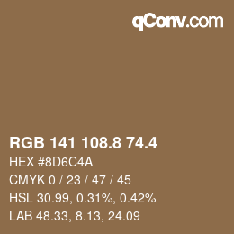 カラーコード: RGB 141 108.8 74.4 | qconv.com