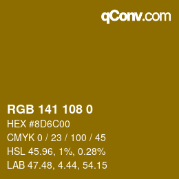 Color code: RGB 141 108 0 | qconv.com