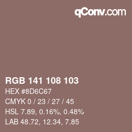 Color code: RGB 141 108 103 | qconv.com