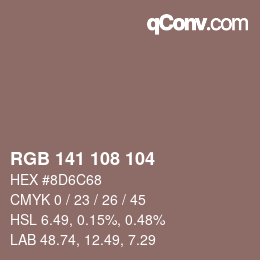 Color code: RGB 141 108 104 | qconv.com