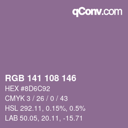 Color code: RGB 141 108 146 | qconv.com