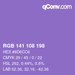 Color code: RGB 141 108 198 | qconv.com