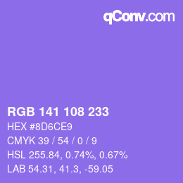 Color code: RGB 141 108 233 | qconv.com