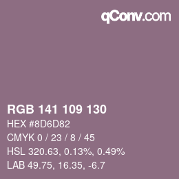 Código de color: RGB 141 109 130 | qconv.com