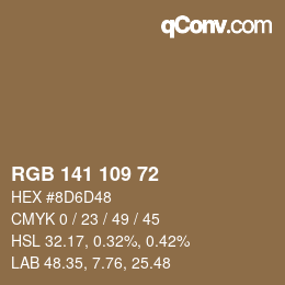 Color code: RGB 141 109 72 | qconv.com