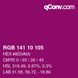 カラーコード: RGB 141 10 105 | qconv.com
