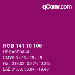 カラーコード: RGB 141 10 106 | qconv.com