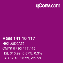 カラーコード: RGB 141 10 117 | qconv.com