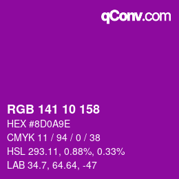 Color code: RGB 141 10 158 | qconv.com